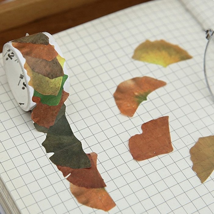 메리라라 낙엽스티커 가을 단풍 마스킹테이프, 6개, 은행잎