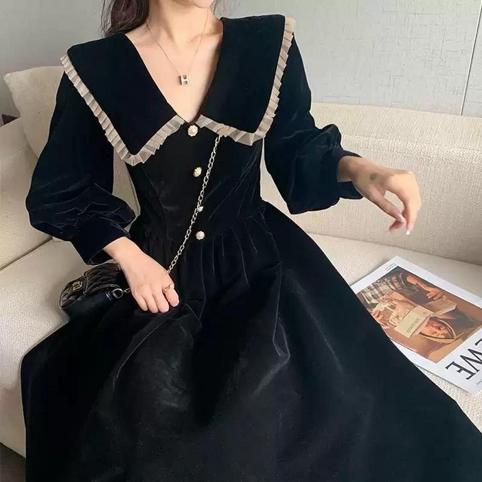 STYLE.DR 하객룩 원피스 A라인 브이넥 루즈핏