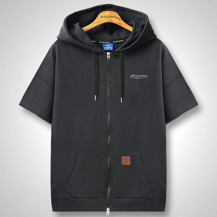 블루포스 베럿티 반팔 지퍼 포켓 캐주얼 후드집업