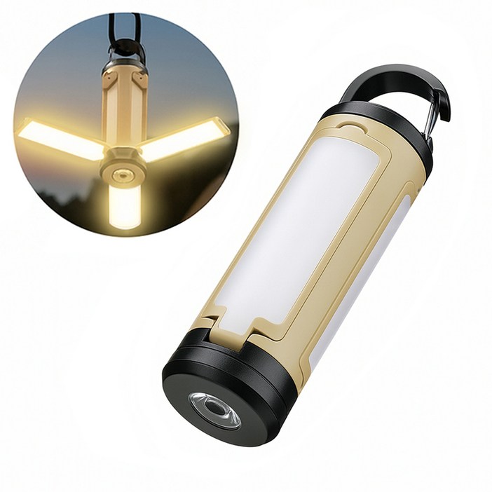 Keebright 3in1 LED 캠핑랜턴 C타입 3000mAh 접이식 후크 6모드 캠핑조명 날개랜턴