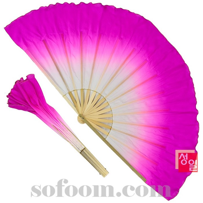 창작무용, 부채춤부채, 실크그라데이션 핑크색 너슬부채, 100 국내산 수작업, 성일국악사