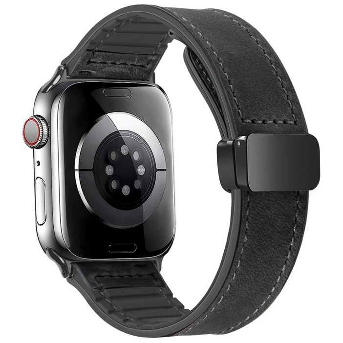 이노랩스 애플워치 가죽 마그네틱 스트랩, 블랙, 1개