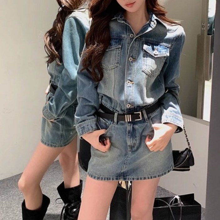 텐미닛스타일 트렌디 캐주얼 데일리 데님 미엘리 원피스