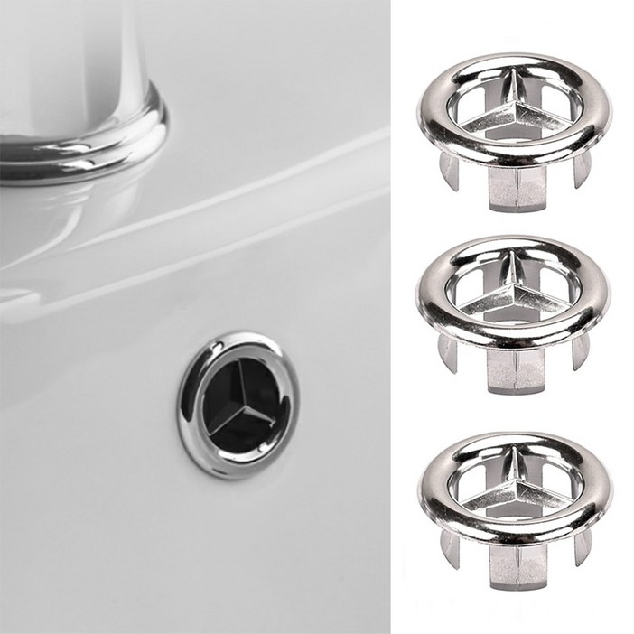 더블슬릿 세면대 오버플로우 물넘침 마개 캡 3개입, 크롬Y