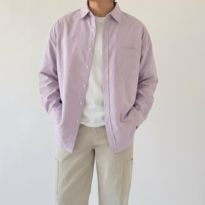 남자 오버핏 옥스포드 셔츠 베이직 캐주얼 긴팔 셔츠 made in korea  9color