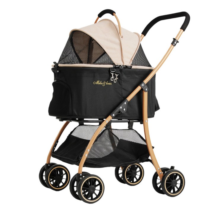 MILA&LOUIS 접이식 분리식 반려동물 유모차 강아지 유모차 고양이유모차 개모차 일체형 뉴바론 개모차 원터치 퀵폴딩 개모차