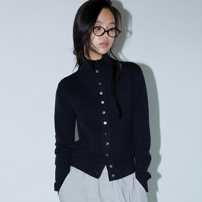 미치코런던 여성용 하이넥 버튼 가디건