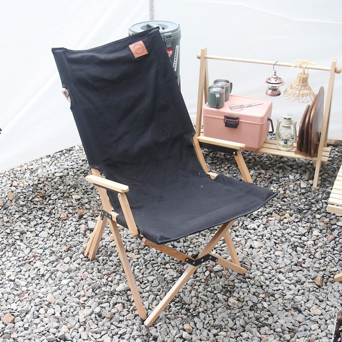 캠핑 우드체어 팔걸이 원목 의자  접이식 폴딩 캔버스 롱 릴렉스체어 암레스트 타입