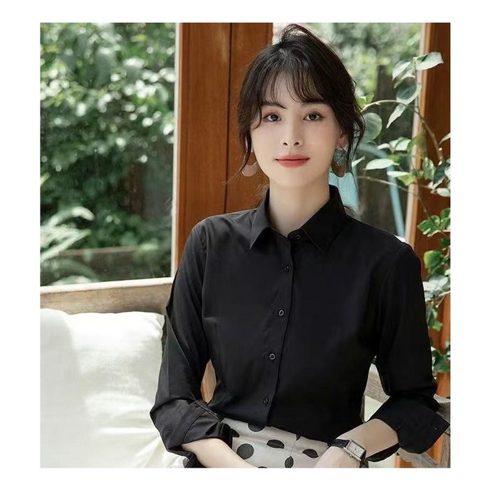 고퀄리티 스퀘어넥 여성 링클프리 셔츠
