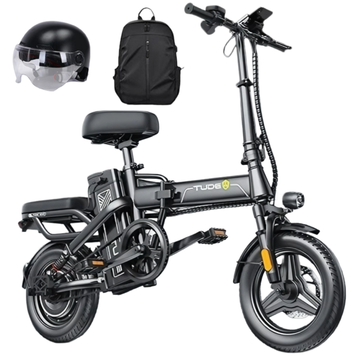 TUDE 고출력 전기 자전거 자토바이 모토벨로 접이식 전동 48V, F4, 경량스틸