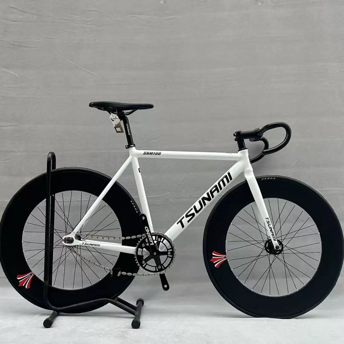 쓰나미픽시 픽시자전거 snm100 완성차 앞뒤브레이크포함, 49cm, 1.6화이트블랙90mm 더블림