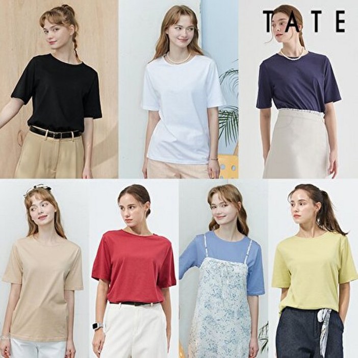 테이트 25SS 여성 오가닉 코튼 반팔 티셔츠 7종