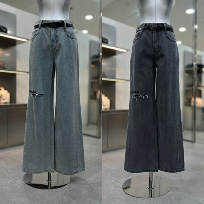 에고이스트 레터링 와이드 벨티드 데님팬츠 ER4JP900HJ_DG