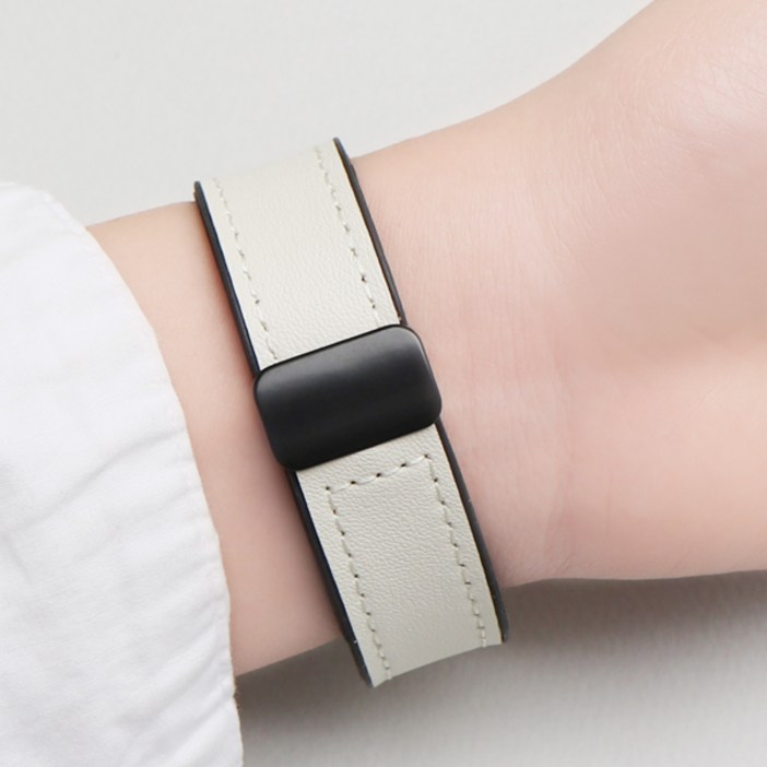 미소피아 갤럭시워치7 6 5 4 액티브2 호환 스트랩 빈티지 D버클 하이브리드 레더 실리콘 가죽