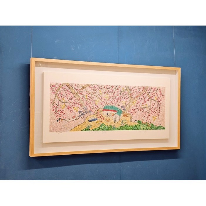 제주 풍경 이왈종 한정판 판화  제주 생활의 중도 원목입체액자 거실 현관 병원 홈인테리어