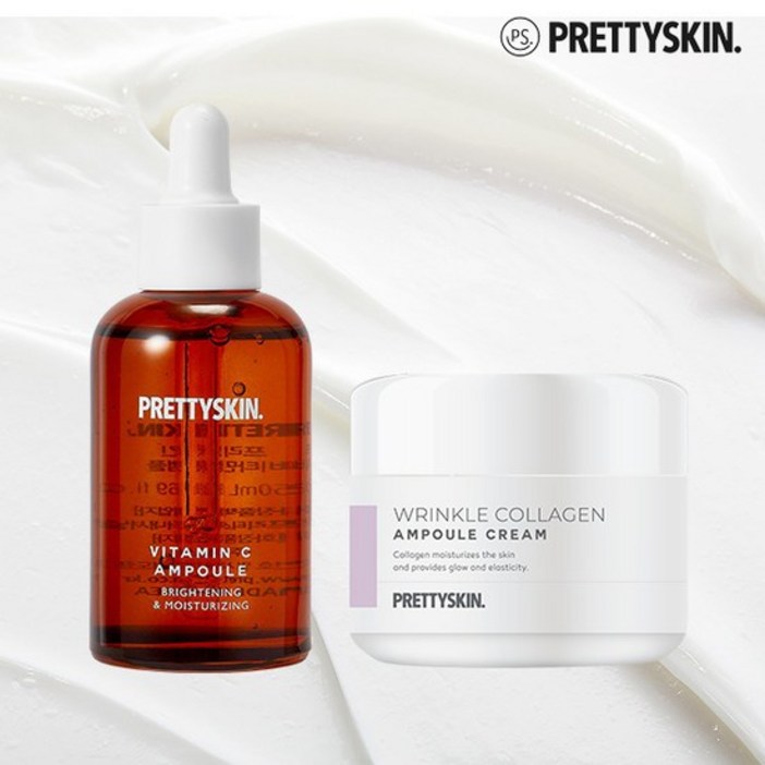 프리티스킨 집중관리 기초 2종세트 비타민C 앰플링클콜라겐 크림, 1개