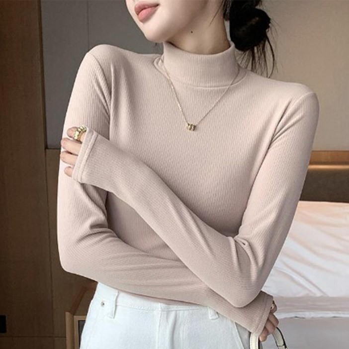 코코라벨라 여성 하프넥  골지 기모 티셔츠
