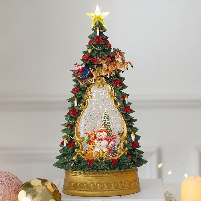 줌마샵 크리스마스 썰매싼타 트리 오르골 랜턴 워터볼 스노우볼 4Type