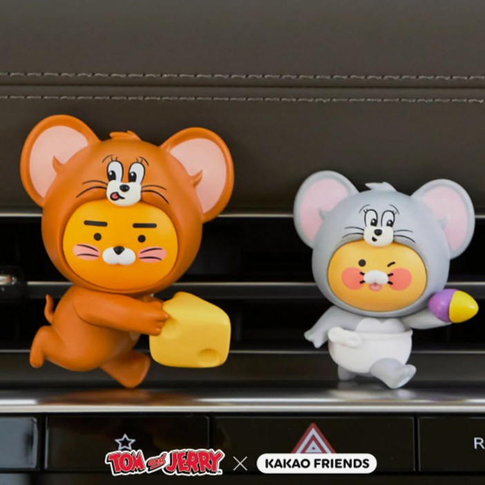 톰과 제리X카카오프렌즈 차량용방향제라이언춘식이 2종 세트 송풍구형, 프레쉬 그린, 1개