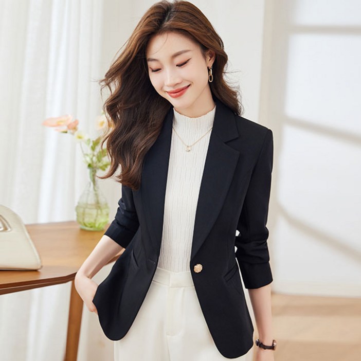 여성용 가을 빅사이즈 정장 점퍼 슬림핏 긴팔 직업 자켓