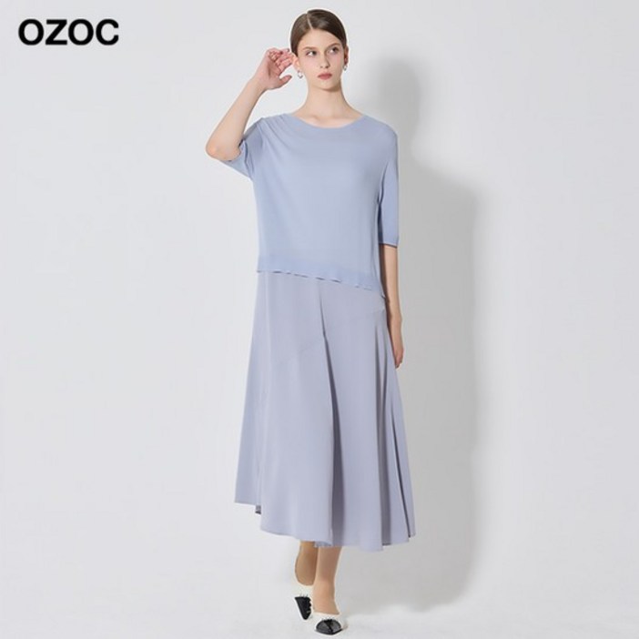 오조크 사틴소재믹스 니트원피스 택가격 129000원