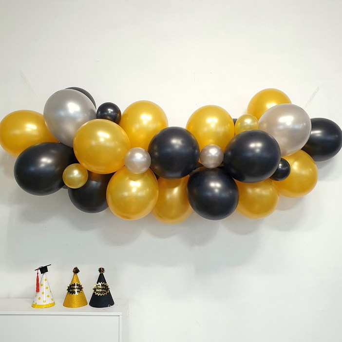재미제이 벌룬클라우드 풍선가랜드 DIY세트골드블랙 졸업식풍선 졸업축하파티
