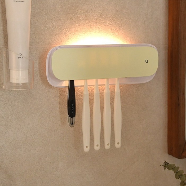 유토렉스 글로리 인체감지 AI 칫솔 살균기 UVC 온풍 건조기 센서 무드등 URT138CH