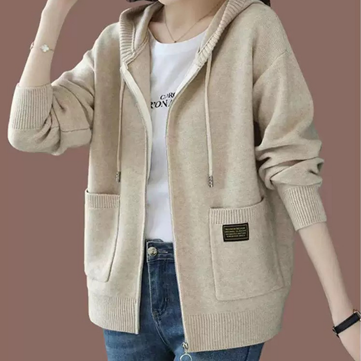 아톰닉 2025 신상 여성용 봄가을 초특가  캐주얼 패션 후드 집업 니트 스웨터 자켓