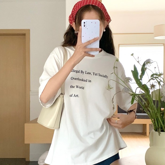 네모엔룩 여성용 캐릭터반팔 베이직 기본핏 티셔츠 NL