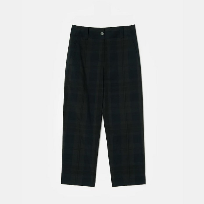 BEANPOLE 빈폴 레이디스 네이비 체크 맘핏 O실루엣 배기 팬츠 BF0821U33R