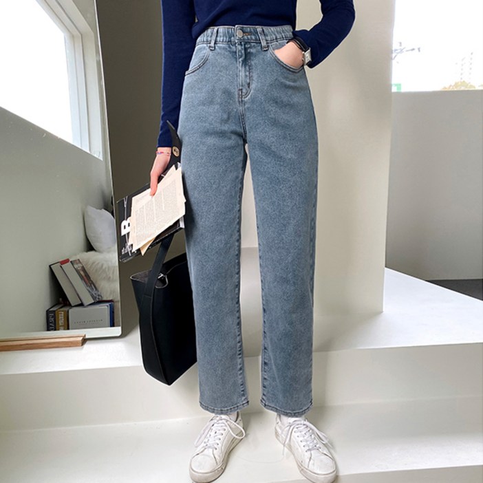 여성 [155,160,165 ~2XL] 후회안해 스판 와이드 롱 기모 데님팬츠
