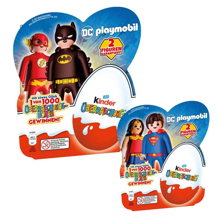 킨더조이 서프라이즈 에그 4개세트 DC Playmobil 피규어2개 포함