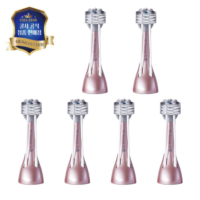 전동칫솔 쿨샤 리필모 6개입7D 고급형 성인용, 강한모, 로즈골드, 6개