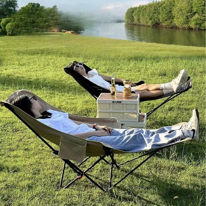 캠프텐버 접이식 각도조절 리클라이너 캠핑의자, 블랙, 2개