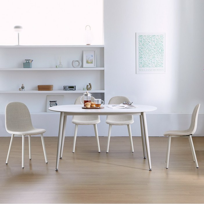 베스트리빙 스칸디 철제 노블 1400 4인용 12T 포세린 타원형 통세라믹 원목식탁 테이블세트방문설치