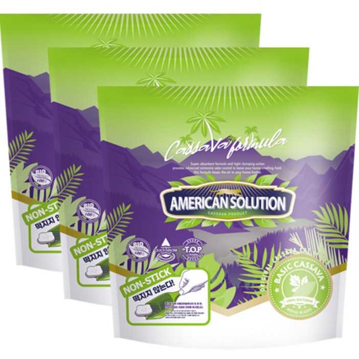 아메리칸솔루션 베이직 카사바 4.55kgx3개 고양이모래