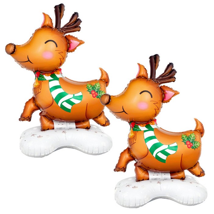 파티팡 크리스마스 X-MAS 에어벌룬 스마일 루돌프 대형 루돌프 대형풍선 80cm*115cm 2개입, 1세트