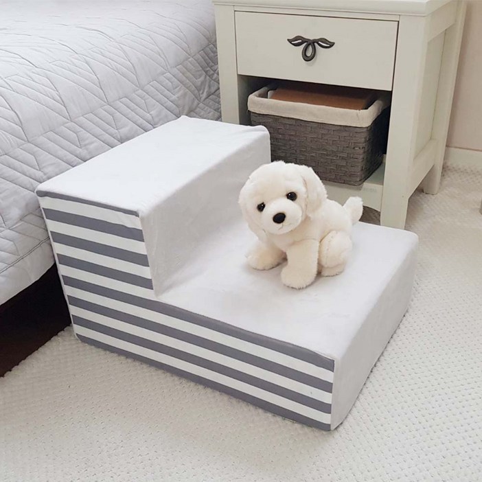 8DECO 강아지계단 애견계단 펫스텝 모음 1단2단3단4단 (커버+솜포함) ce4, 베이지 그레이 스트라입