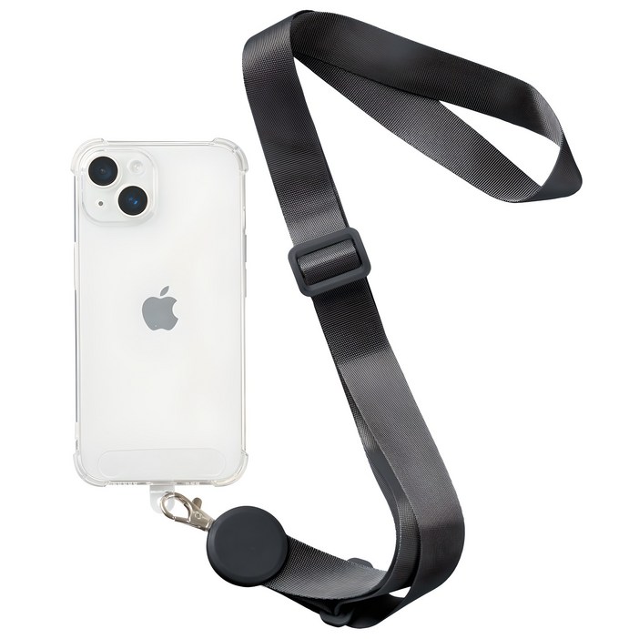 하이퀄 와이드 핸드폰 목걸이 스트랩 전 기종, 블랙, 1개