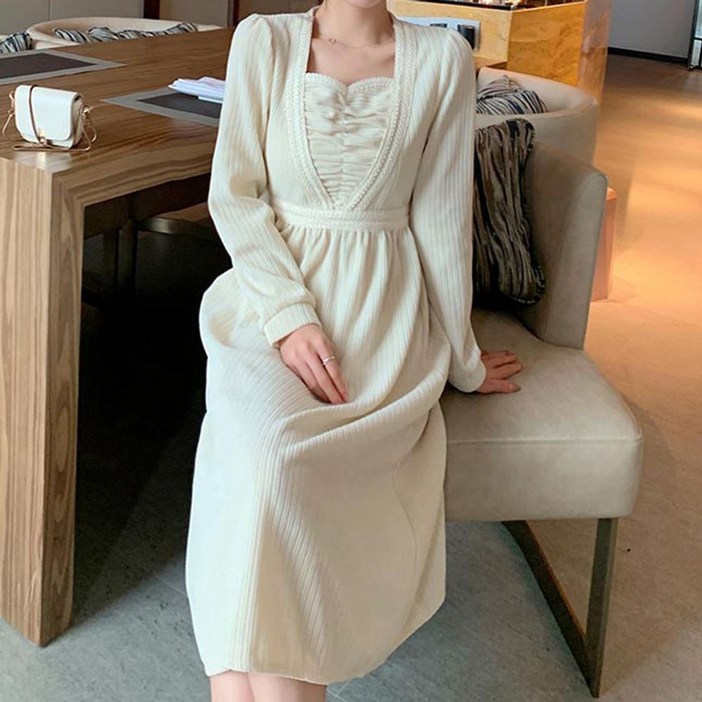 롱 원피스 아이보리