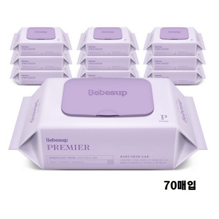 베베숲 프리미어 물티슈 캡형 70평량, 70g, 70개입, 10개
