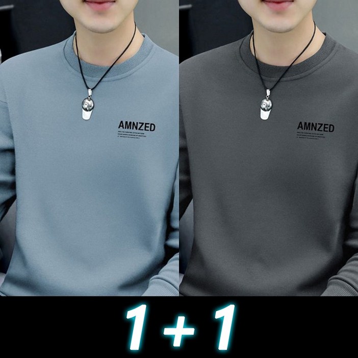 112P 세트 맨투맨 긴팔 티셔츠 남성용 라운드 티 루즈핏 심플  봄 가을 이너티 빅사이즈 남성상의 D99U