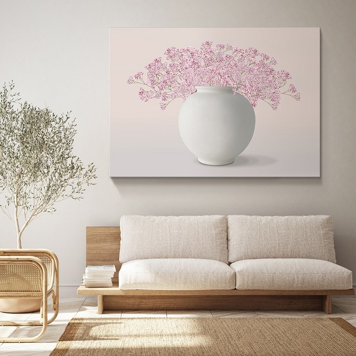 인메이블 복들어오는 꽃 달항아리 그림 2종 힐링 풍수 인테리어 현관 거실 액자 집들이 선물, 캔버스액자