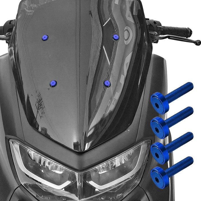 21년-26년 엔맥스125 155 윈드스크린 볼트 MOXI 맥스스크류 윈드쉴드 나사, 1세트, Blue