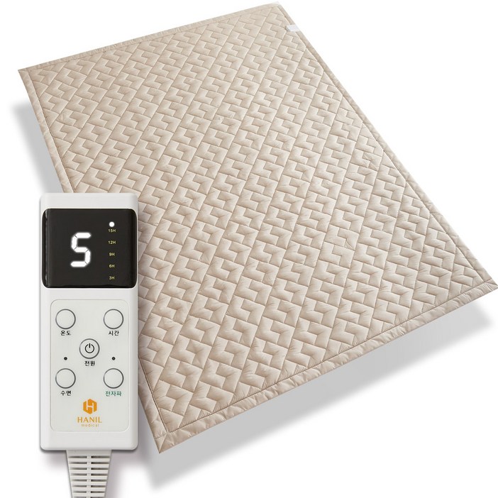 전자파없는 탄소매트 워셔블 침대 전기매트 싱글 더블, 2인용 퀸150X200cm, 샌드베이지히든하트