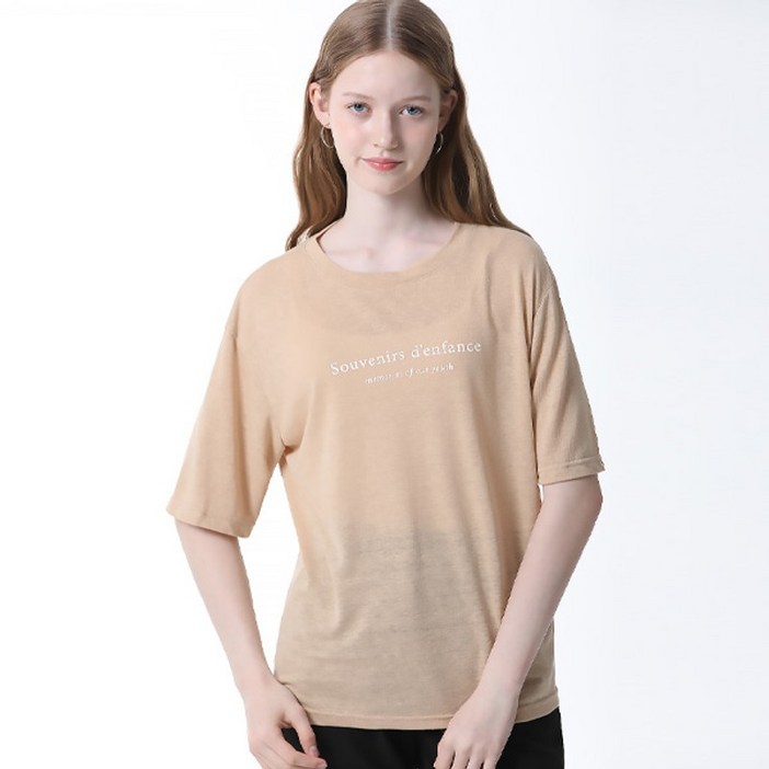 리스트 린넨 심플 레터링 티셔츠  택가격  78000원