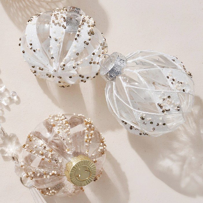 펄 오너먼트 볼 8cm 9P 세트, 9개, 화이트