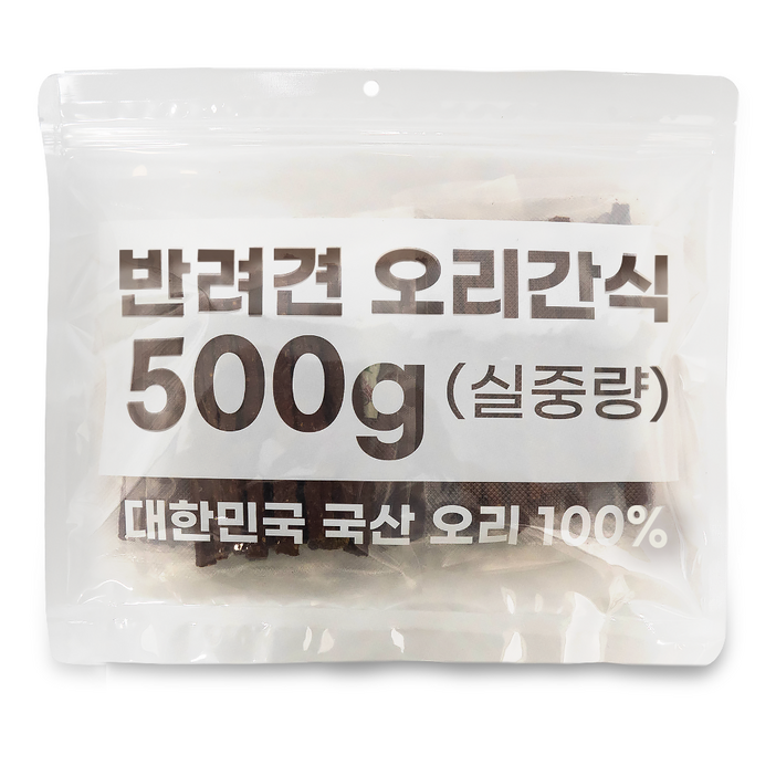 멍냥보감 국산강아지간식 대용량 국산HACCP오리100 수제간식, 500g, 1개, 육포