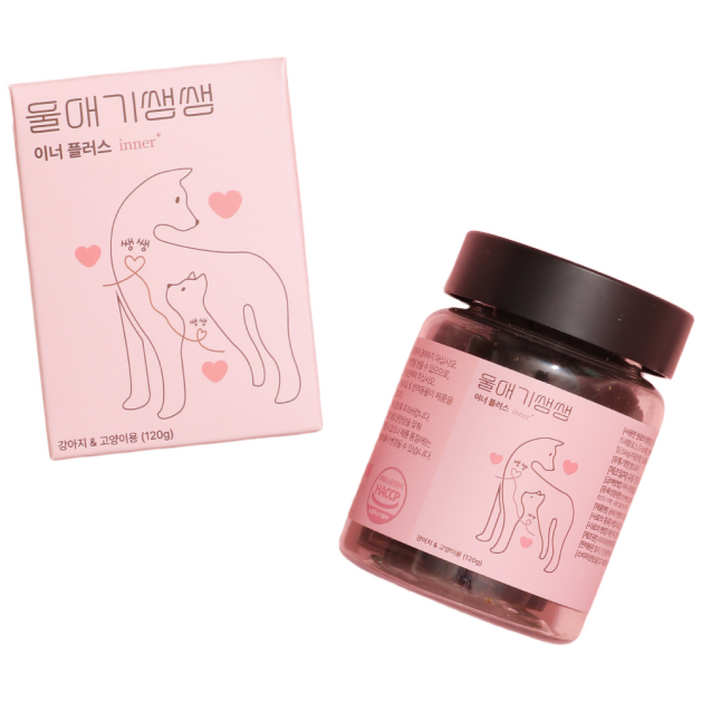 울애기쌩쌩 이너플러스 반려동물 종합영양제 기관지 심장 신장 간 케어, 60정, 종합영양제, 4개