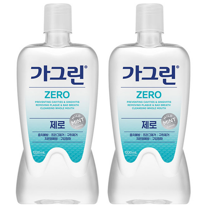 가그린 제로 구강청결제, 1.2L, 2개